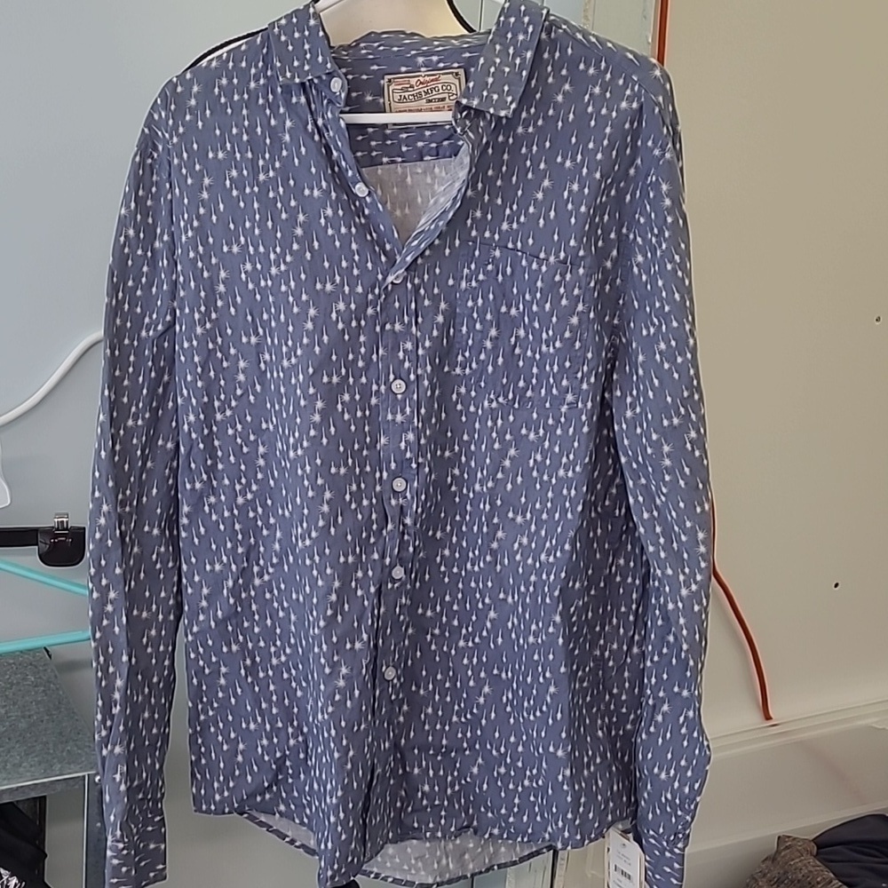 Jachs Mfg. Co. Size L Blue Casual Button Down Shirt
